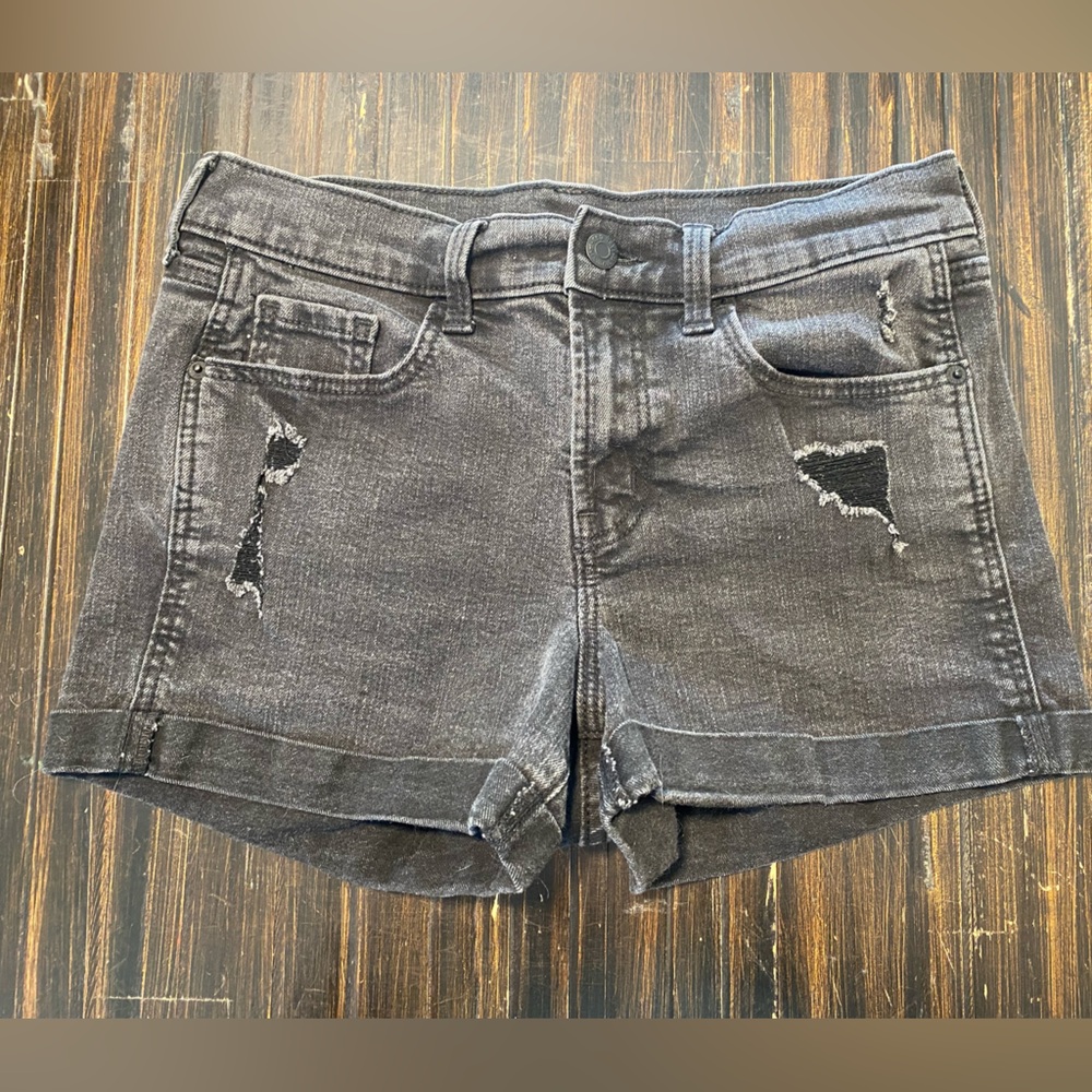 Old Navy Black Distressed Boyfriend Denim Shorts